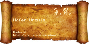 Hofer Urzula névjegykártya